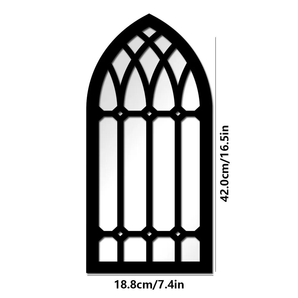 1/3Pcs Gothic Mirrors Wall Decor Spooky Gothic Arched Wall Mirrors Vintage Cathedral Arch Frame Mirror Decorative Goth Mirror