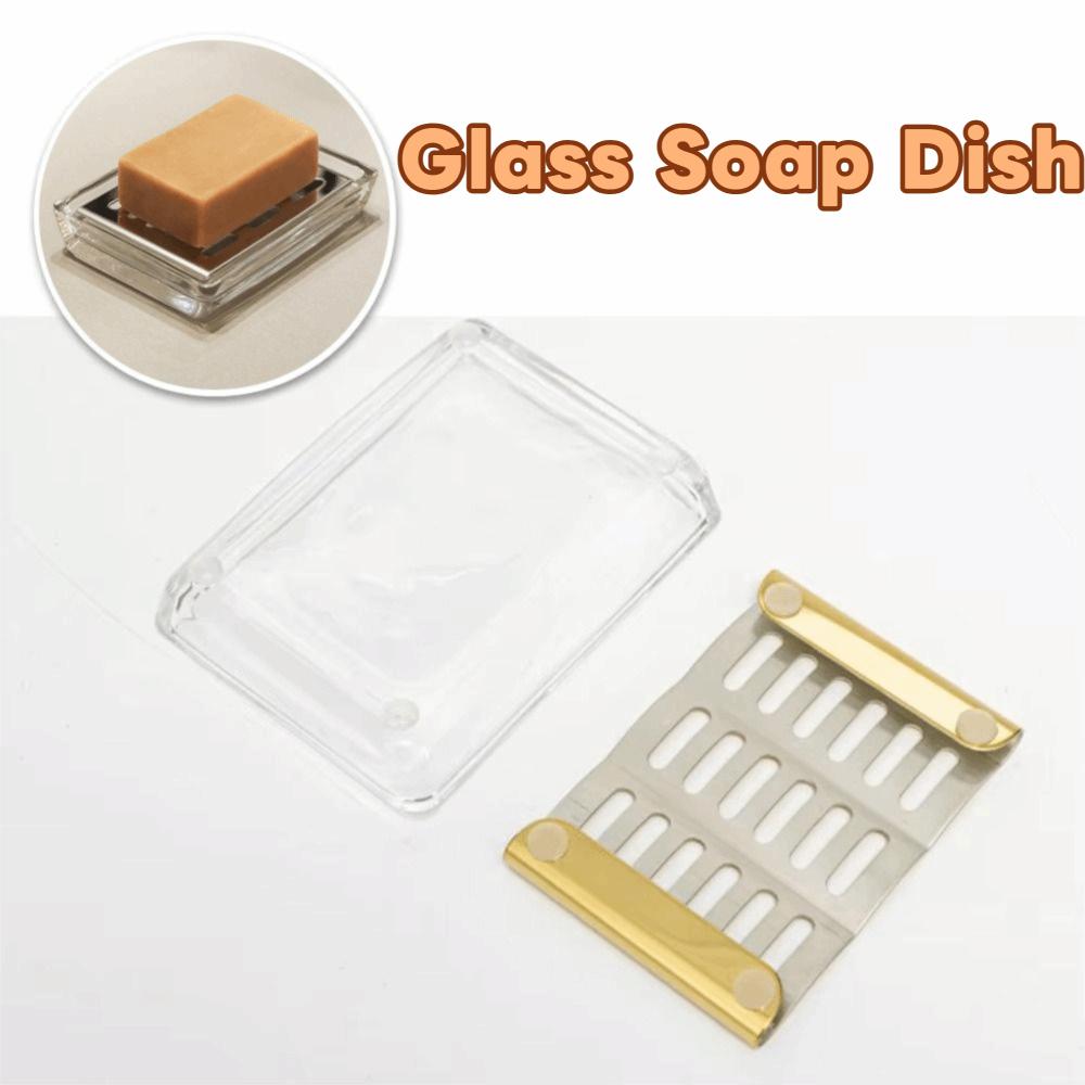 Doppellagige transparente Seifendose Edelstahl-Seifenhalter Leichter Luxus Seifenorganisator Hotel