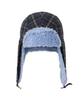 Yueolssesi Fuzzy Bunny Check Trapper Hat (Blue)