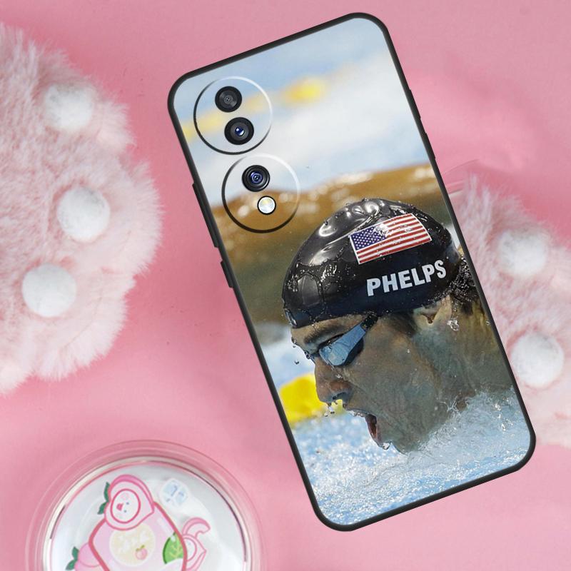 Michael Phelps Swimming Case For Honor Magic 6 5 7 Lite Honor 200 Pro 50 70 90 Lite X9b X9a X8b X8a X8 X9 X9c Cover