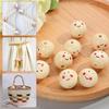 50Pcs Loose Round Wood Beads Face Jewelry DIY Children Beading Smile Beads