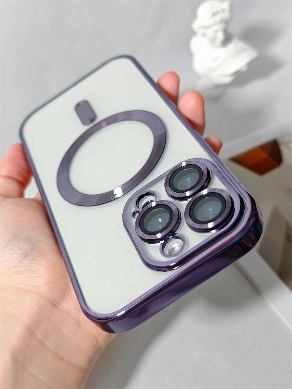 

Роскошный прозрачный чехол с беспроводной зарядкой Magsafe для iPhone 15 14 13 12 11 16E 16 Pro Max Plus с гальваническим магнитным силиконовым покрытием For iPhone 13 ProMax