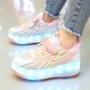 Kinder Leuchtende Sneaker Reibschuhe Aufladen und Demontieren Vierrädrige Rollschuhe LED Kinder Leuchtende Sneaker