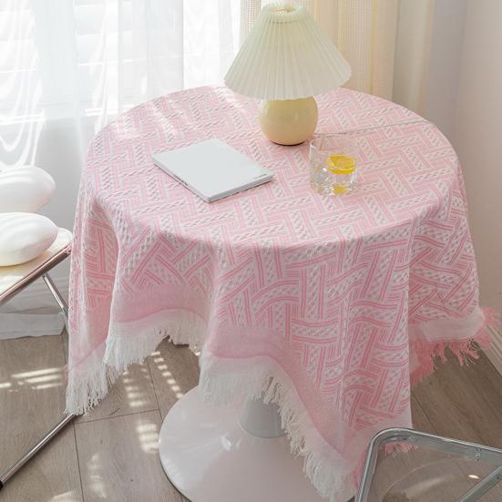 Tablecloth Tassel Design Heat Resistant Breathable Washable Non Pilling Non-slip Table Cover for Dining Room