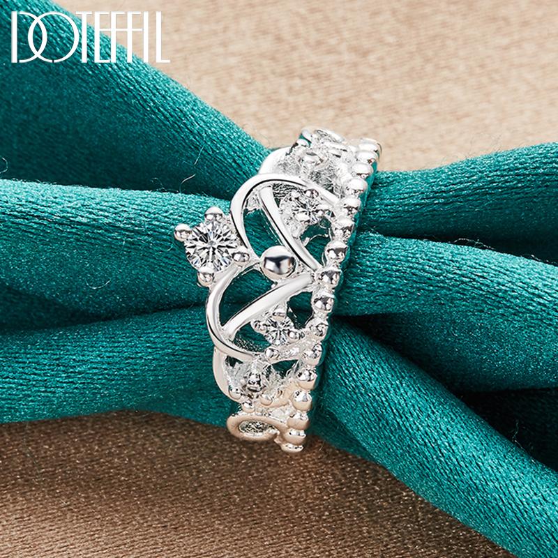 

Модные свадебные украшения 925 Серебряная Корона AAA Цирконовое кольцо 9#