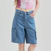 New MLB Denim Shorts Unisex Blue 3ADPB0443-50BLL