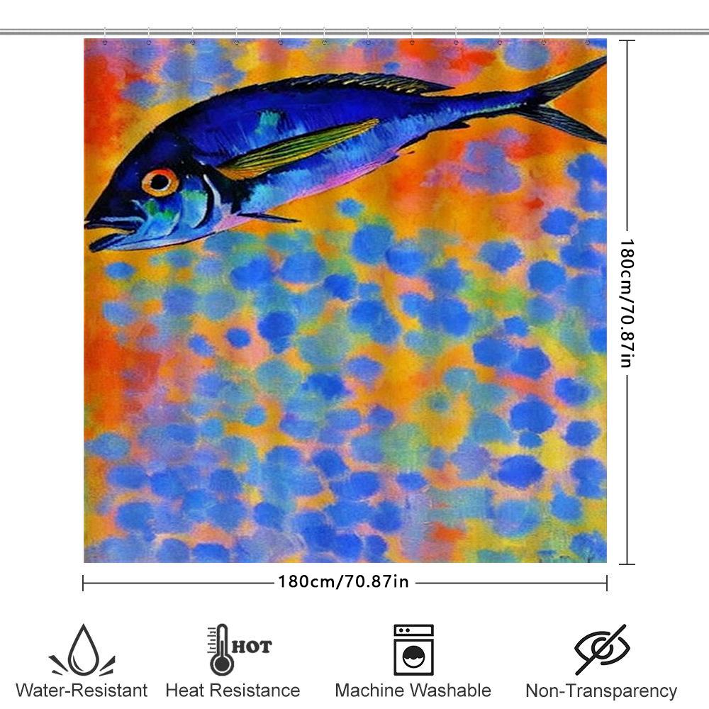 Brightly Colored Fish Print Shower Curtain Waterproof Home Decoration Bathroom Decorative Fabric C1294573-60X84Inches