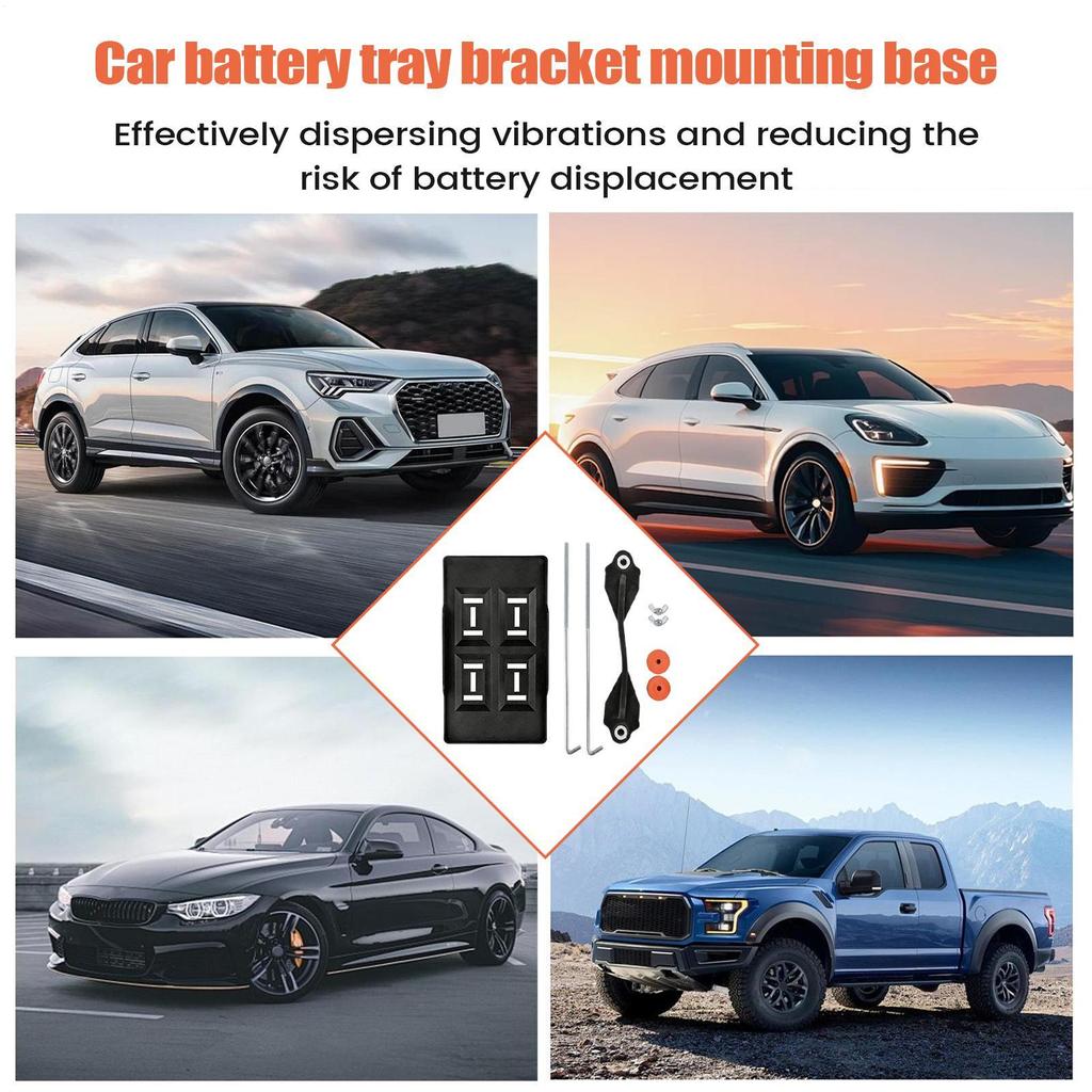 Car Battery Tray Bracket Battery Hold Down Mounting Base Adjustable Clamping Holder For Automotive Truck Trailer