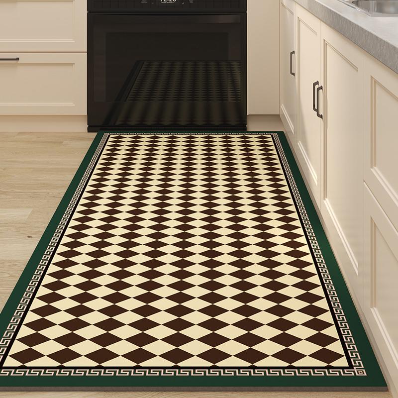 Rug for Kitchen Vinyl Carpet Pvc Waterproof Floor Mat Leather Oil-proof Non-slip Mats Checkerboard Classic Home Decoration Rugs