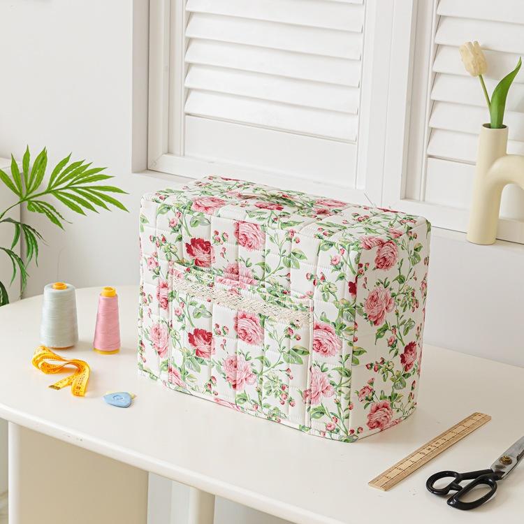 Nähmaschinenabdeckungen Blumenmuster Staubbeutel mit Griff und Tasche Schutzhülle für Nähmaschinen für Reisen Waschküche Heimwerken