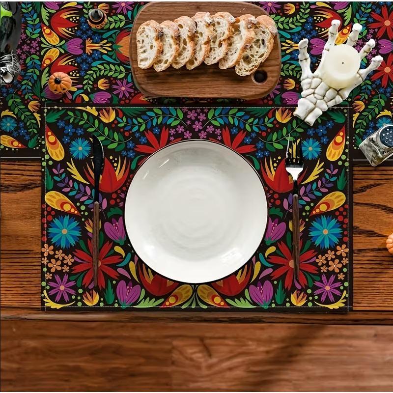 Vibrant Faux Linen Placemats with Gold Accents Are Perfect for Restaurants Kitchens Parties and Home Decor