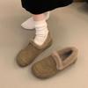 Cotton Shoes Women's Winter Wear 2025 New Winter One-pedal Fluffy Single Shoes with Velvet Flat Bottom Ugly Cute Doudou Shoes
