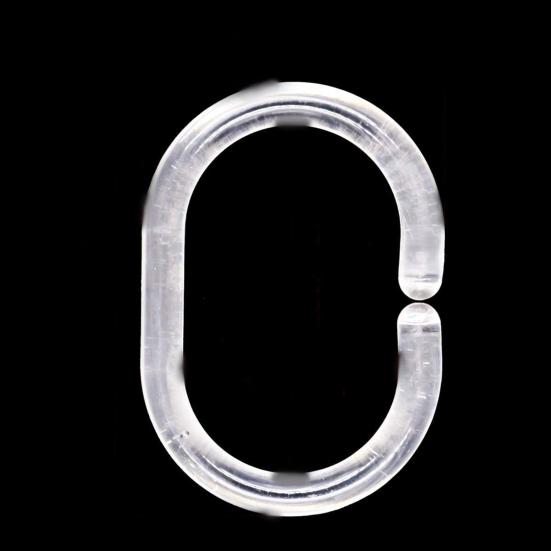 5 Boxen transparente Kunststoff-Duschvorhang-Hakenringe, glatt gleitende C-förmige Haken für Badezimmer und Badewanne