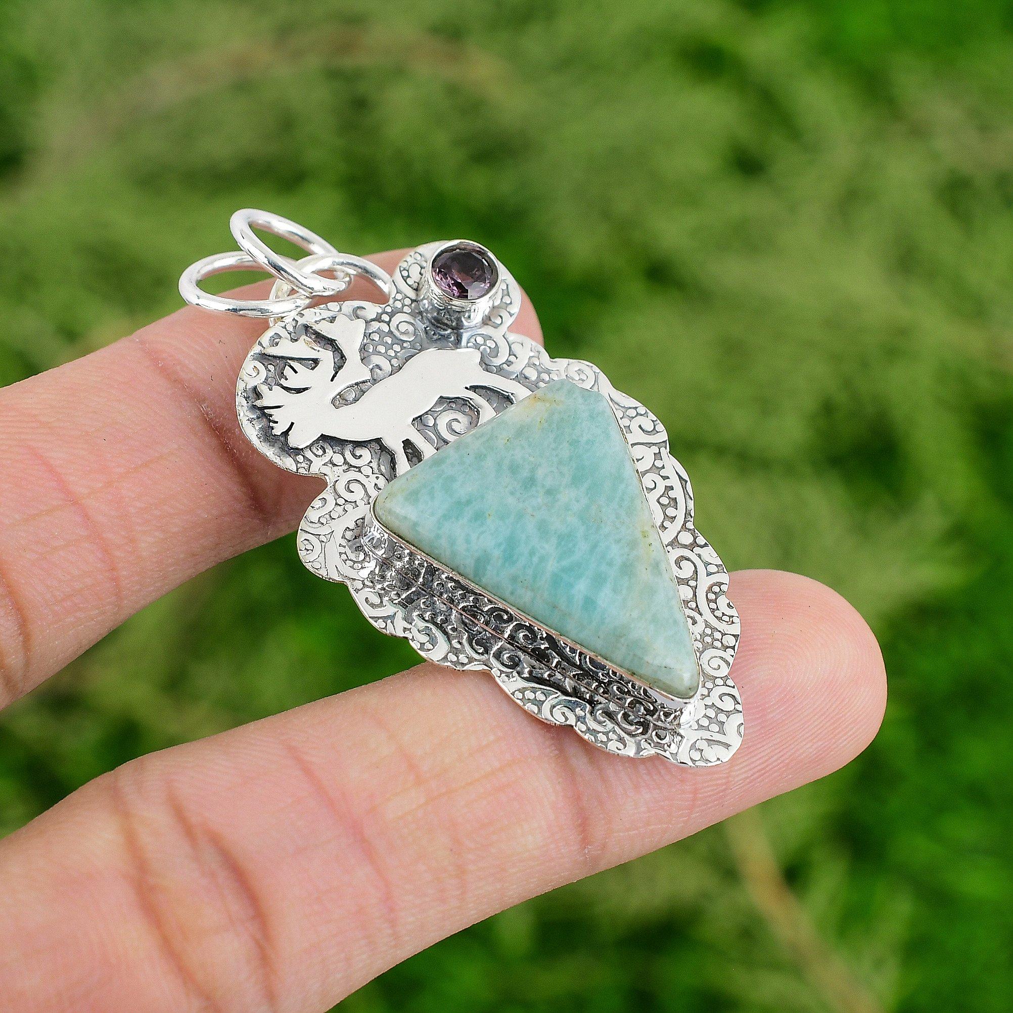 

Amazonite Gemstone African Amethyst Daughter New Pendant Jewelry Sterling Silver