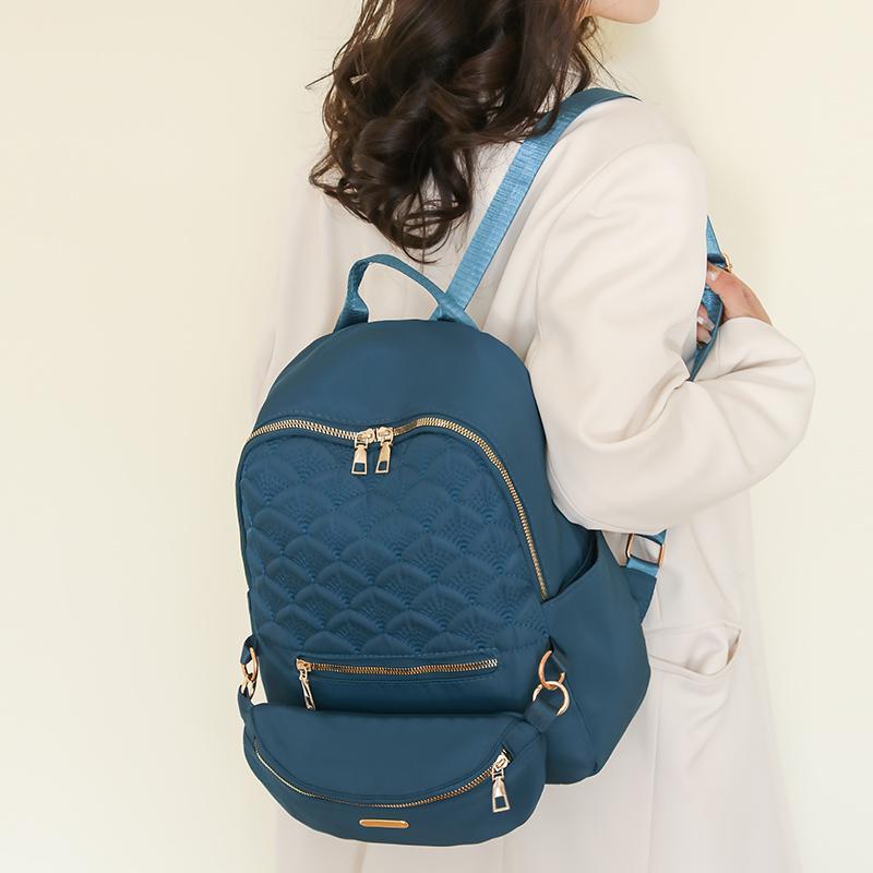 Ромбовидный рюкзак Женская сумка через плечо с буквенным принтом Дорожный рюкзак синий — фото 5