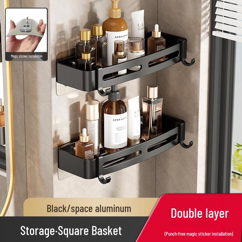 Punch-Free Wall-Mounted Bathroom Storage Shelf