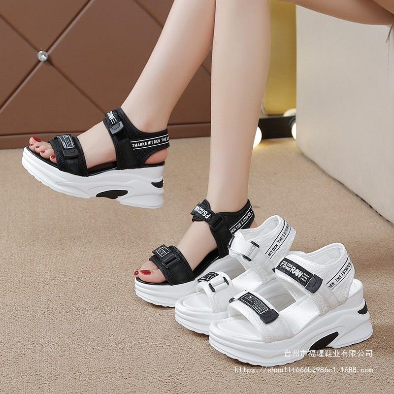 2025 summer new one-word Velcro waterproof table non-slip fashionable versatile sandals women platform sandals women