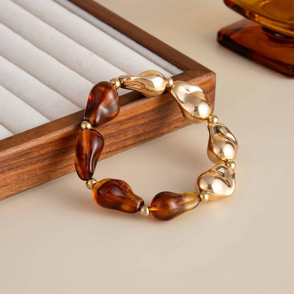 Ingemark 8 Colors Y2K Bohemian Resin Beads Bracelet for Women Vintage Baroque Style Splicing  Acrylic Bangle Charm New Jewelry
