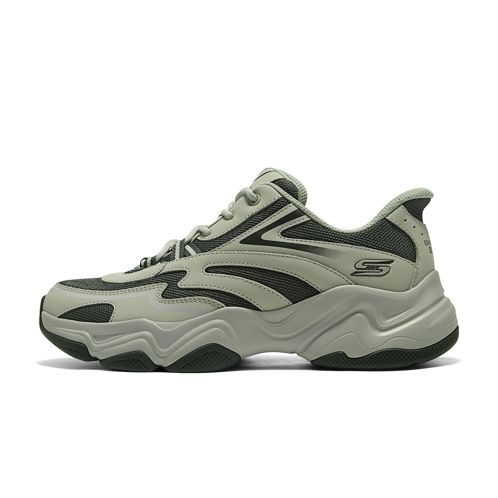 Skechers DLites Comfortable Versatile Mesh Fabric Breathable Supportive Non-Slip Elevated Running Shoes Men sneakers Green 118332-SAGE 39