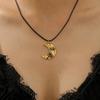 A Gothic creative repair wear moon necklace men and women's vintage leather cord pendant necklace Halloween jewelry gift