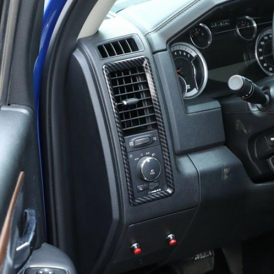 Carbon Center Console Air Vent Outlet Cover Trim Frame For Dodge Ram 1500 10-17