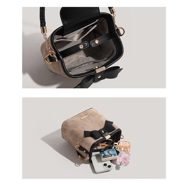 Vintage Bowknot Bucket Bag Niche Stylish Versatile Shoulder Crossbody Purse