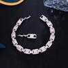 ThreeGraces Shiny Pink White Cubic Zirconia Bridal Wedding Cuban Chain Bracelet for Women New Trendy Party Costume Jewelry BR265