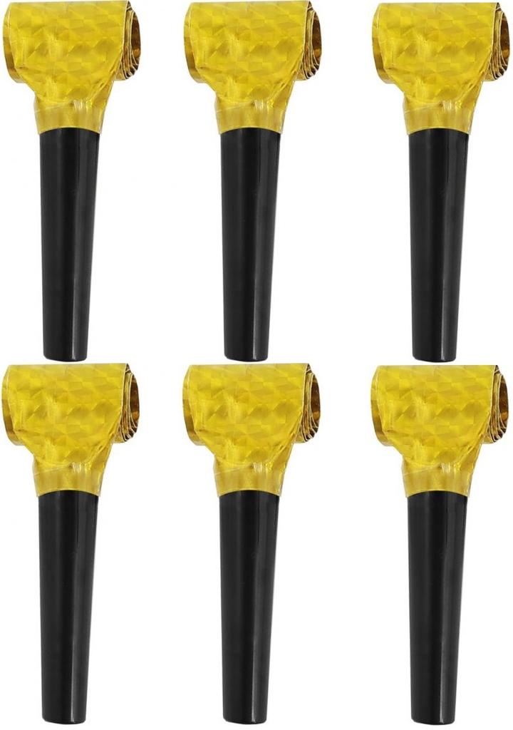 Holographic Gold Trumpet Whistles 6 pcs