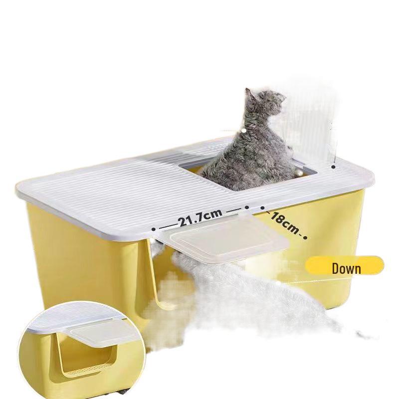 Extra-Large Semi-Enclosed Cat Litter Box - Anti-Splash, Spacious Design