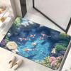Koi Fish Pond Printed Anti Slip Water Doormat Stylish Rock Pool Pattern Floor Rug Entrance Bathroom Indoor Household Home Mat
