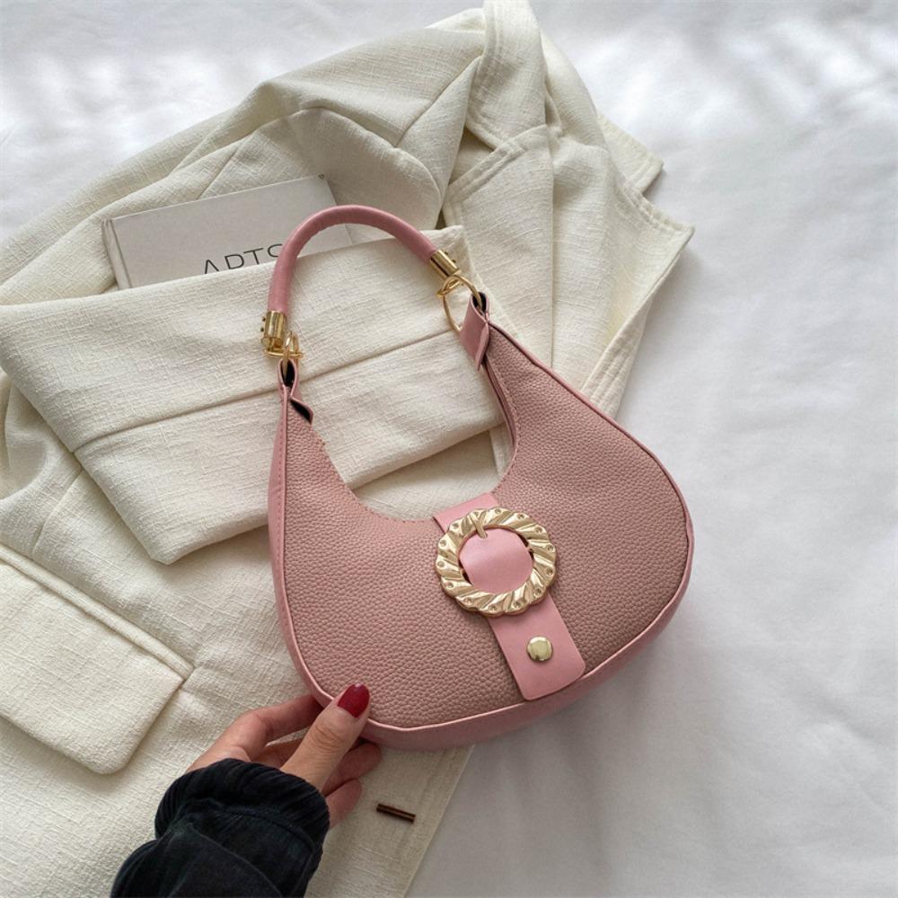 

Сумка простая на плечо в корейском стиле, квадратная сумка-тоут, сумка-хобо с металлической пряжкой, для дам/девушек розовый