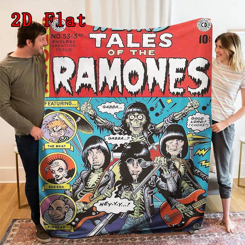 Ramones: Strange Talk 2D Flat Pattern Flannel Blanket High quality All Seasons Warmth and Comfort Perfect for Christmas Gifts.
