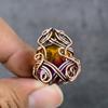 Bi-Color Tourmaline Handmade Copper Wire Wrap Jewelry Ring Size 8 V2f12