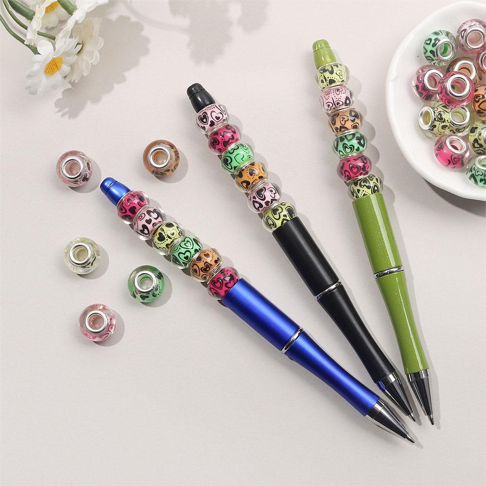 30/50/100pcs Large Hole European Colored Love Resin Beads European Pendant Bracelet Necklace DIY Bracelet Necklace Pen Jewelry Making