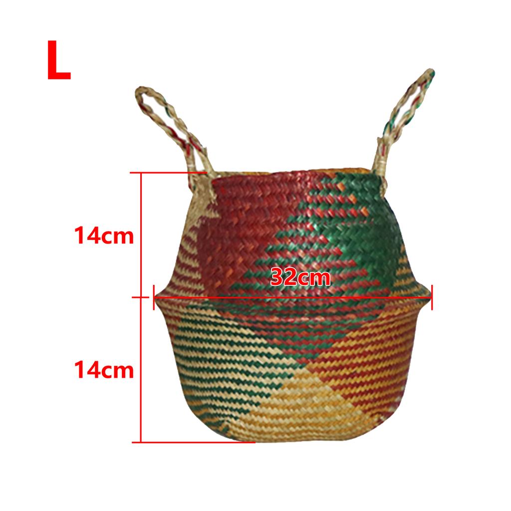 Seaweed Woven Flower Basket Woven Belly Basket Woven Basket Storage Basin Belly Basket Storage Flower Pot Basket