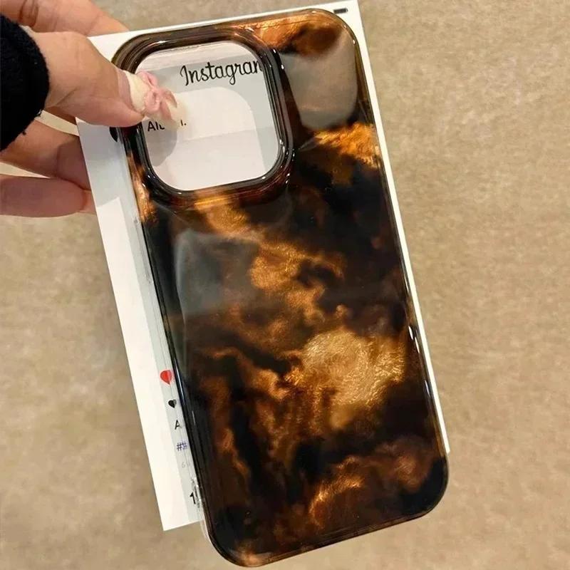 

Vortex Pattern Amber Black Brown Blend Silicone Phone Case For iPhone 17 16 11 12 13 14 15 Pro Max XR Plus SE2 16E 17 Air Cover iPhone 14 Pro