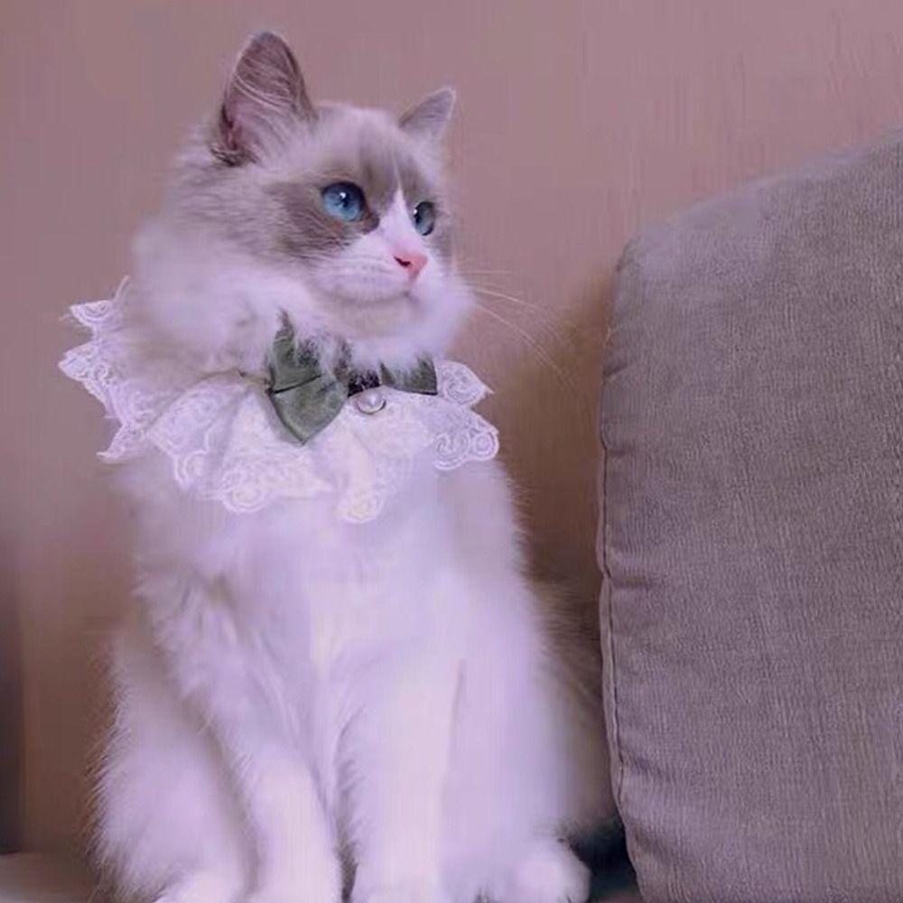 Accessories Cat Necklace Neck Strap Dog Neckerchief Puppy String Bib Lace Bowknot Pearl Collar