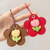 2Pcs Elegant Tulip Key Holder Faux Leather House Shape Keychain