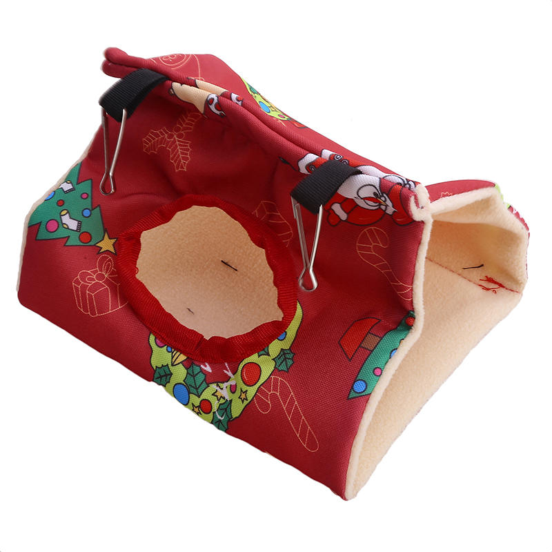 Cute Christmas Winter Warm Bird Nest House Small Pet Hanging Hammock Birds Hideaway Sleeping Bed Fuzzy for Parrot Parakeet Cockatiels