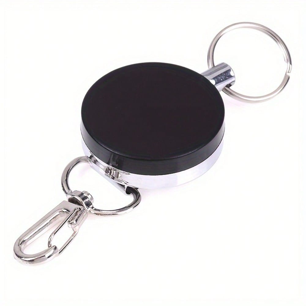 1pc Retractable Key Holder, Heavy Duty Metal Key Reel Badge Holder Telescopic Rope Pull Key Chain Keychain Card Holder With Belt Clip
