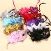 Cosplay Diamond Decorated Venetian Mask Flower Design Half Face Feather Mask Sexy Style Lace Mask Christmas Celebration