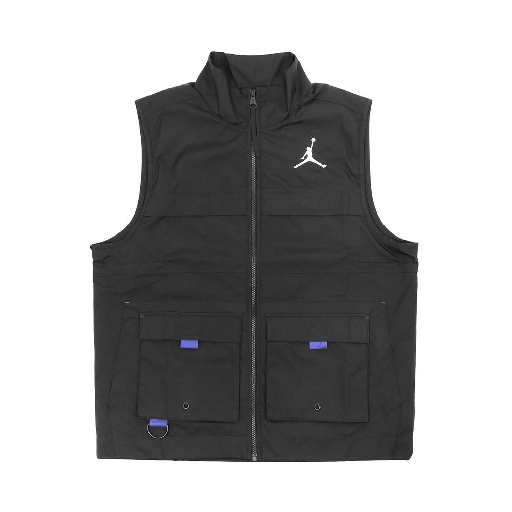 Jordan Stand Collar Zippered Utility Vest With Multiple Pockets Men Vest Black FD4800-010