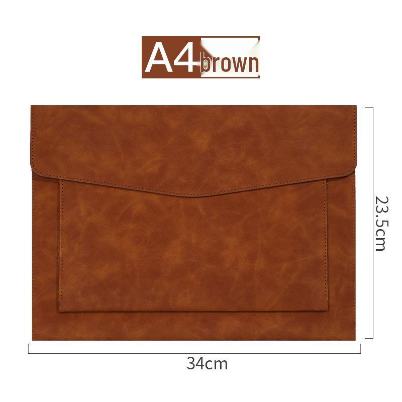 Large Capacity Leather A4 Conference File and Receipt Bag