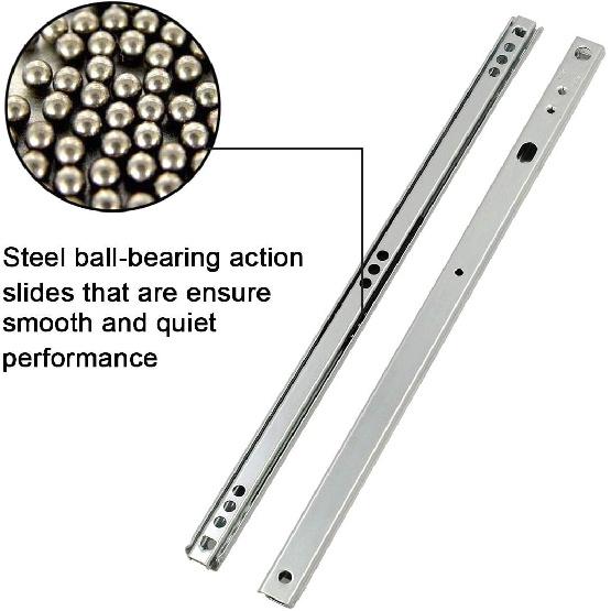 Metal 12 Inch Drawer Slides, Ball Bearing Two Way Slide Track Rail 0.7 Inch Wide 1 Pair