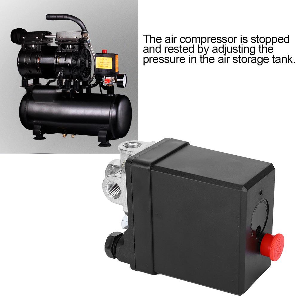 Presostat Automat Comutator Presiune Aer Negru Vertical Trifazat 4 Căi 380V 8KG Filet G14in