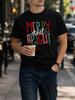 MerryandBright Colorful Letter Men's Casual Short-Sleeve T-Shirt - Sporty Hip-Hop Style Short Sleeve - Men's Apparel - Daily Wear - Comfortable and Ca