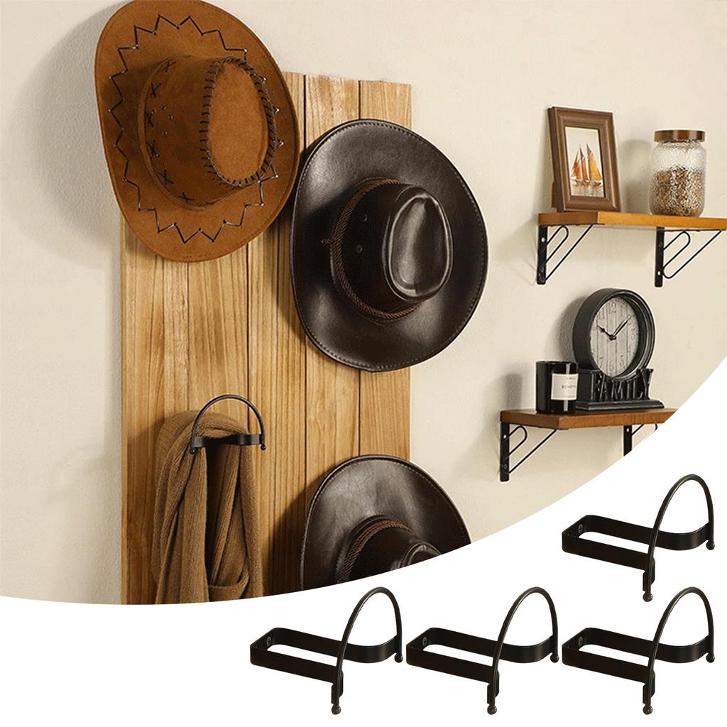 4 Pieces Wall Mounted Hat and Key Organizers Easy Installation Cowboy Hats Hanger Storage Rack for Hallway or Bathroom