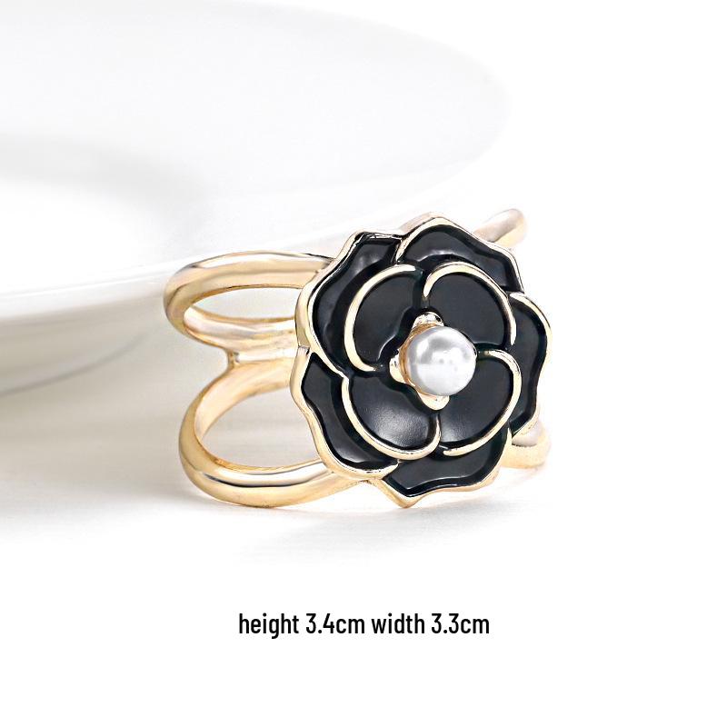 Sciarpa a Scacchi con Camelia di Perle di Alta Gamma e Fibbia per Cintura da Vita per Cappotto