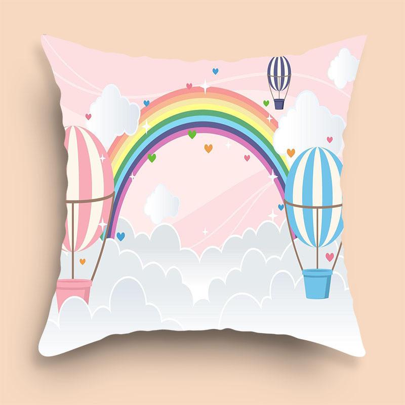 Rainbow Love Couple Sweet Love Pillowcase Car Sofa Bedside Waist Cushion Cushion Cover Room Aesthetic Home Decoration 45x45cm