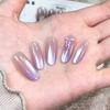 Taro Ribbon Handmade Cat Eye Glitter Nails - Whitening French Manicure Stickers